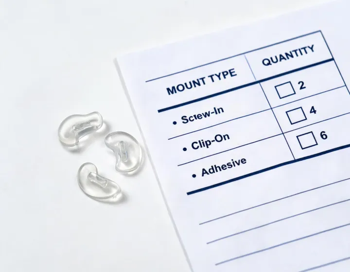 Nose pads for glasses quote checklist on a desk